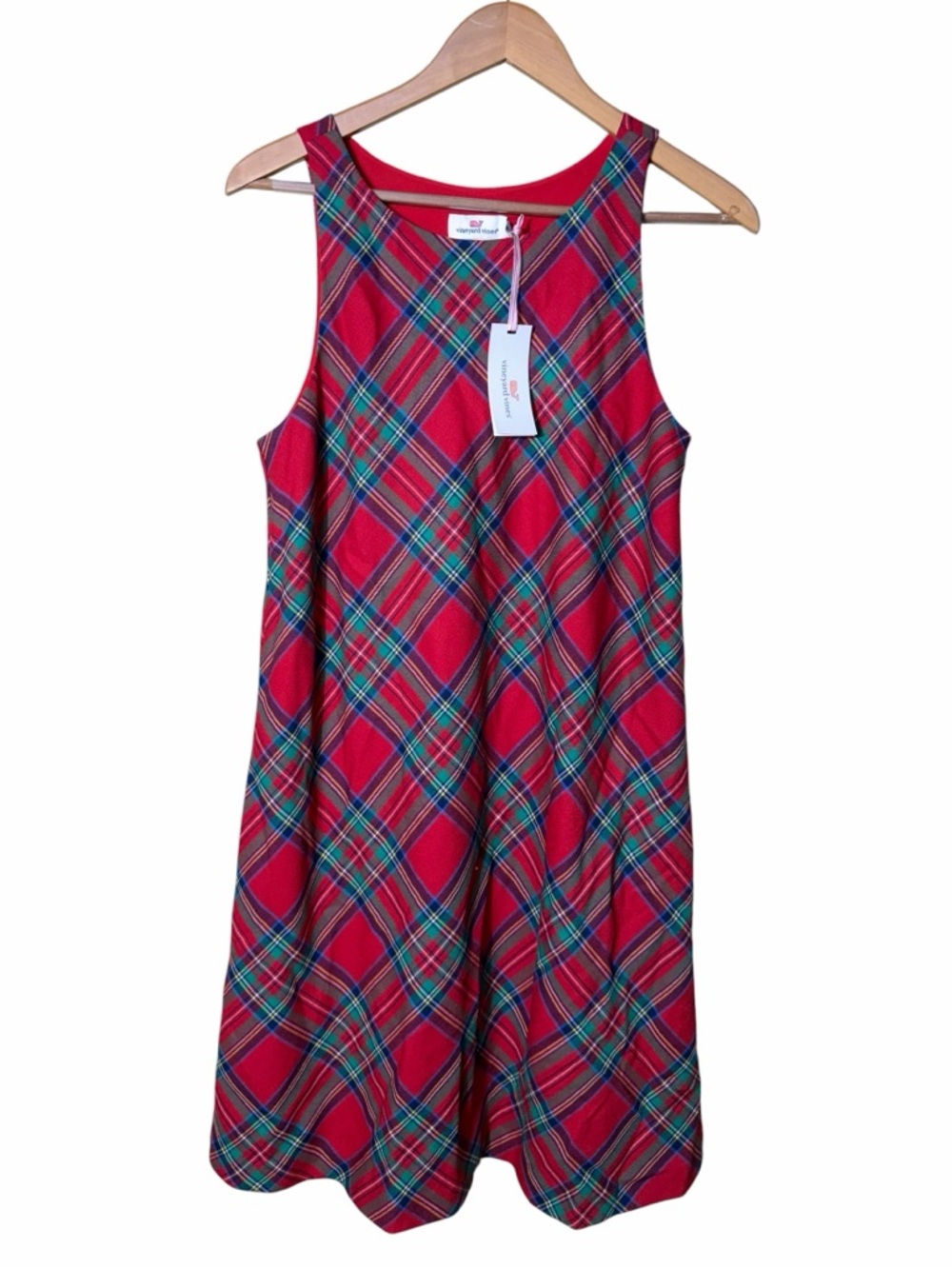 New Vineyard Vines Jolly Plaid shift dress in lighthouse red plaid Size 10 - Picture 1 of 6